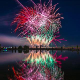 Fireworks over water